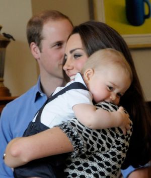 Prince George of Cambridge with his mother Kate Middleton - royal tour 2014.jpg
